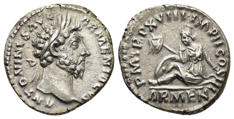 MARCUS AURELIUS (161-180). Denarius. Rome.

Obv: ANTONINVS AVG ARMENIACVS
Laurea...