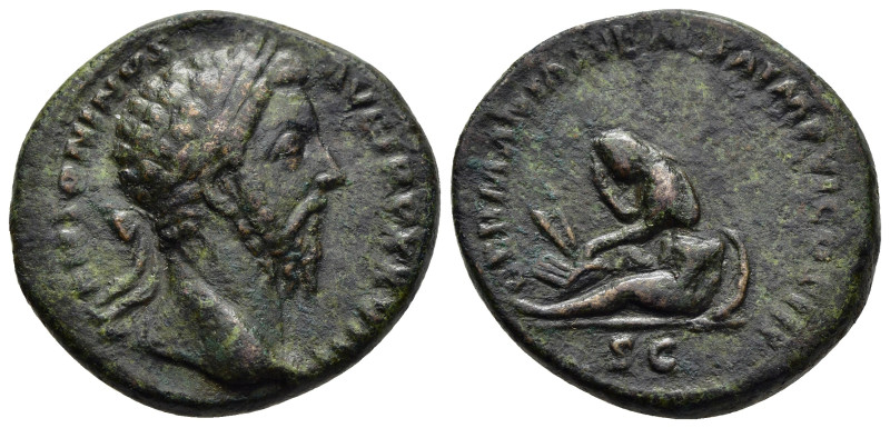 MARCUS AURELIUS (161-180). As. Rome.

Obv: M ANTONINVS AVG TR P XXVIII
Laureate ...
