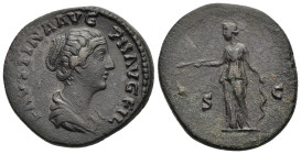 FAUSTINA II (Augusta, 147-175). As or Dupondius. Rome.

Obv: FAVSTINA AVG PII AVG FIL
Draped bust right.
Rev: S - C
Diana standing left, holding arrow...