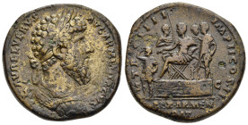 LUCIUS VERUS (161-169). Sestertius. Rome.

Obv: L AVREL VERVS AVG ARMENIACVS 
Laureate, draped and cuirassed bust right. 
Rev: TR P IIII IMP II COS II...