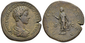 COMMODUS (Caesar, 166-177). Sestertius. Rome.

Obv: L AVREL COMMODO CAES AVG FIL GERM SARM.
Bareheaded, draped and cuirassed bust right.
Rev: SPES PVB...