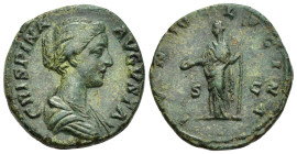 CRISPINA (Augusta, 178-182). As. Rome.

Obv: CRISPINA AVGVSTA
Draped bust right.
Rev: IVNO LVCINA / S - C
Juno standing left, holding patera and scept...