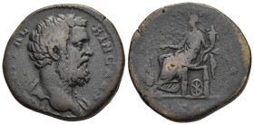 CLODIUS ALBINUS (Caesar, 193-195). Sestertius. Rome.

Obv: D CL SEPT ALBIN CAES
Bare head right.
Rev: FORT REDVCI COS II / S C
Fortuna seated left on ...
