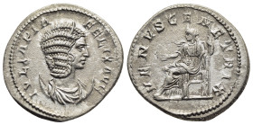 JULIA DOMNA (Augusta, 193-217). Antoninianus. Rome.

Obv: IVLIA PIA FELIX AVG.
Draped bust right, wearing stephane and set upon crescent.
Rev: VENVS G...