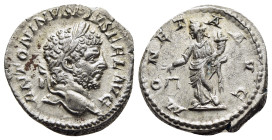 CARACALLA (198-211). Denarius. Rome.

Obv: ANTONINVS PIVS FEL AVG
Laureate head right.
Rev: MONETA AVG
Moneta standing left, holding scales and cornuc...