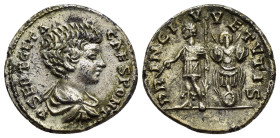GETA (Caesar, 198-209). Silver plated Denarius. Contemporary imitation of Rome.

Obv: P SEPT GETA CAES PONT
Bareheaded and draped bust right.
Rev: PRI...