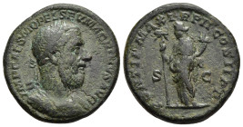MACRINUS (217-218). As. Rome. 

Obv: IMP CAES M OPEL SEV MACRINVS AVG 
Laureate and cuirassed bust of Macrinus to right. 
Rev: PONTIF MAX TR P II COS ...