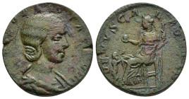 JULIA SOAEMIAS (Augusta, 218-222). As. Rome. 

Obv: IVLIA SOAEMIAS AVG 
Draped bust of Julia Soaemias to right. 
Rev: VENVS CAELESTIS / S C 
Venus sea...