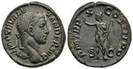 SEVERUS ALEXANDER (222-235). Sestertius. Rome.

Obv: IMP ALEXANDER PIVS AVG 
Laureate head of Severus Alexander to right, with slight drapery on his l...