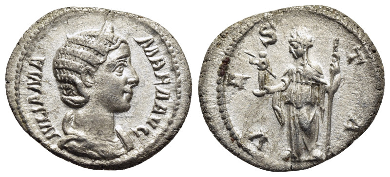 JULIA MAMAEA (Augusta, 222-235). Denarius. Rome.

Obv: IVLIA MAMAEA AVG.
Diademe...