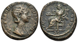 ORBIANA (Augusta, 225-227). As. Rome.

Obv: SALL BARBIA ORBIANA AVG
Diademed and draped bust right.
Rev: CONCORDIA AVGVSTORVM / SC
Concordia seated le...