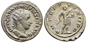 GORDIAN III (238-244). Antoninianus. Rome.

Obv: IMP GORDIANVS PIVS FEL AVG.
Radiate, draped and cuirassed bust right.
Rev: P M TR P V COS II P P.
Gor...