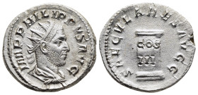 PHILIP I 'THE ARAB' (244–249). Antoninianus. Rome. Saecular Games/1000th Anniversary of Rome issue.

Obv: IMP PHILIPPVS AVG.
Radiate, draped and cuira...