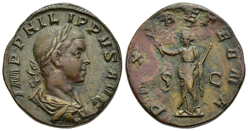 PHILIP II (Caesar, 244-247). Sestertius. Rome.

Obv: IMP PHILIPPVS AVG.
Laureate...