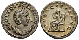 HERENNIA ETRUSCILLA (Augusta, 249-251). Antoninianus. Rome.

Obv: HER ETRVSCILLA AVG.
Diademed and draped bust right, set on crescent.
Rev: PVDICITIA ...