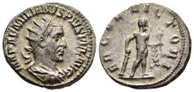 AEMILIAN (253). Antoninianus. Rome.

Obv: IMP AEMILIANVS PIVS FEL AVG.
Radiate, draped and cuirassed bust right.
Rev: HERCVL VICTORI.
Hercules standin...