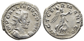 GALLIENUS (253-268). Antoninianus. Cologne

Obv: IMP GALLIENVS P AVG.
Radiate and cuirassed bust right.
Rev: VICT GERMANICA.

MIR 875d; RIC 40.

Condi...
