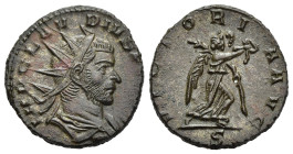 CLAUDIUS II GOTHICUS (268-270). Antoninianus. Mediolanum.

Obv: IMP CLAVDIVS P F AVG.
Radiate, draped and cuirassed bust right.
Rev: VICTORIA AVG / S....