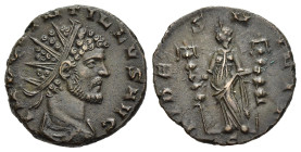 QUINTILLUS (270). Antoninianus. Mediolanum.

Obv: IMP QVINTILLVS AVG.
Radiate, draped and cuirassed bust right.
Rev: FIDES MILIT // S.
Fides standing ...