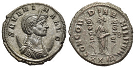 SEVERINA (Augusta, 270-275). Antoninianus. Rome.

Obv: SEVERINA AVG.
Draped bust right, wearing stephane and set upon crescent.
Rev: CONCORDIAE MILITV...