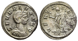 SEVERINA (Augusta, 270-275). Denarius. Rome.

Obv: SEVERINA AVG
Draped bust right, wearing stephane.
Rev: VENVS FELIX // Γ
Venus standing left, holdin...
