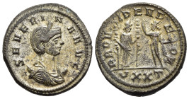 SEVERINA (Augusta, 270-275). Antoninianus. Ticinum.

Obv: SEVERINA AVG.
Diademed and draped bust right, set on crescent.
Rev: PROVIDEN DEOR / VXXT.
Fi...