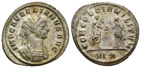 AURELIAN (270-275). Antoninianus. Siscia.

Obv: IMP C AVRELIANVS AVG.
Radiate and cuirassed bust right.
Rev: CONCORDIA MILITVM / VII (star).
Emperor a...