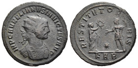 AURELIAN (270-275). Antoninianus. Serdica.

Obv: IMP C AVRELIANVS INVICTVS AVG.
Radiate, cuirassed bust right.
Rev: RESTITVT ORBIS / * // KA B.
Female...