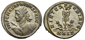 PROBUS (176-182). Antoninianus. Siscia.

Obv: IMP C M AVR PROBVS P AVG.
Radiate and cuirassed bust left, seen from the rear, holding spear and shield ...