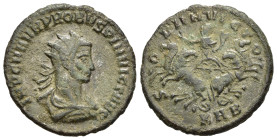 PROBUS (276-282). Antoninianus. Serdica.

Obv: IMP C M AVR PROBVS P INVICT AVG.
Radiate, draped and cuirassed bust right.
Rev: SOLI INVICTO // KAB
Sol...