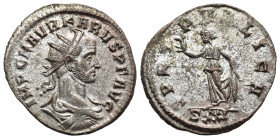CARUS (282-283). Antoninianus. Ticinum.

Obv: IMP C M AVR KARVS P F AVG.
Radiate, draped and cuirassed bust right.
Rev: SPES PVBLICA / SXXI.
Spes adva...