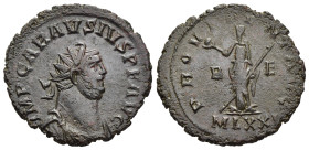 CARAUSIUS (286-293). Antoninianus. Londinium.

Obv: IMP CARAVSIVS P F AVG
Radiate, draped and cuirassed bust right.
Rev: PAX AVG / B - E // ML XXI
Pax...