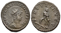 MAXIMIANUS HERCULIUS (First reign, 286-305). Antoninianus. Lugdunum.

Obv: IMP C MAXIMIANVS P F AVG
Radiate, helmeted and cuirassed bust right.
Rev: V...