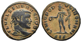 SEVERUS II (Caesar, 305-306). Quarter Follis. Siscia.

Obv: FL VAL SEVERVS NOB C.
Laureate head right.
Rev: GENIO POPVLI ROMANI / SIS.
Genius standing...