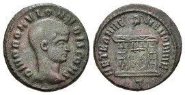 DIVUS ROMULUS (Died 309). 1/4 Follis. Rome. Struck under Maxentius.

Obv: DIVO ROMVLO N V BIS CONS
Bare head right.
Rev: AETERNAE MEMORIAE / RT
Domed ...