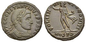 CONSTANTINE I 'THE GREAT' (307/10-337). Follis. Ostia.

Obv: IMP CONSTANTINVS P F AVG.
Laureate and cuirassed bust right.
Rev: SOLI INVICTO COMITI // ...