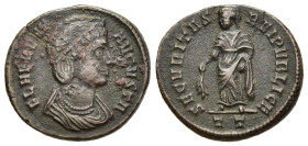 HELENA (Augusta, 324-328/30). Follis. Ticinum.

Obv: FL HELENA AVGVSTA
Diademed and draped bust right.
Rev: SECVRITAS REIPVBLICE // T T
Securitas stan...