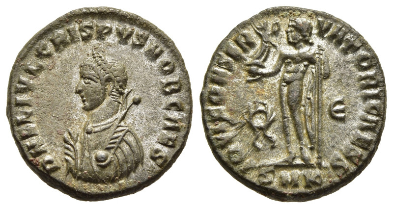 CRISPUS (316-326). Follis. Cyzicus.

Obv: DN FL IVL CRISPVS NOB CAES.
Laureate a...