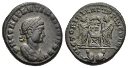 CONSTANTINE II (Caesar, 316-337). Follis. Lugdunum.

Obv: D N CONSTANTINO IVN NOB C.
Laureate, draped and cuirassed bust right.
Rev: VICTORIAE LAET PR...