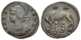 ANONYMOUS. Commemorative series, struck under Constantius II (before 340). Follis. Siscia.

Obv: VRBS ROMA.
Helmeted and mantled bust of Roma left.
Re...