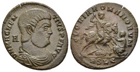 MAGNENTIUS (350-353). Ae Centenionalis. Lugdunum.

Obv: D N MAGNENTIVS P F AVG.
Bareheaded, draped and cuirassed bust right; A to left.
Rev: GLORIA RO...