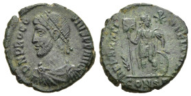 PROCOPIUS (365-366). Follis. Constantinople.

Obv: D N PROCOPIVS P F AVG
Diademed, draped and cuirassed bust left.
Rev: REPARATIO FEL TEMP // CONS Γ
P...
