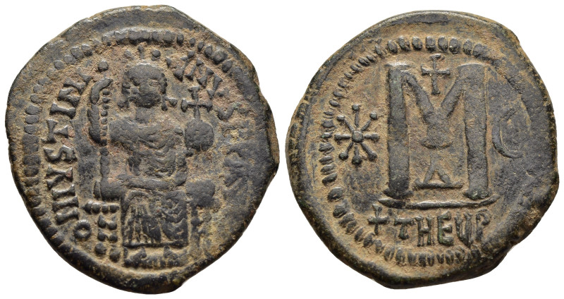 JUSTINIAN I (527-565). Follis. Antioch.

Obv: D N IVSTINIANVS P P AVG.
Justinian...