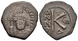 MAURICE TIBERIUS (582-602). Half Follis. Constantinople. Dated RY 8 (589/90).

Obv: D N MAVRC TIЬЄR P P A.
Helmeted, draped and cuirassed bust facing,...