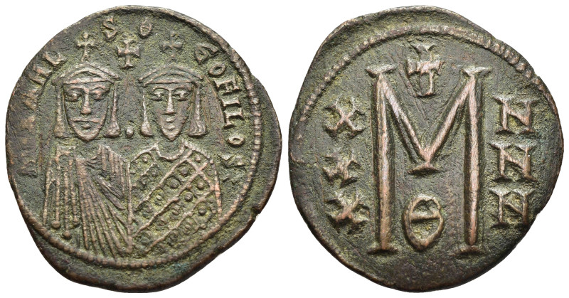 MICHAEL II THE AMORIAN with THEOPHILUS (820-829). Follis. Constantinople.

Obv: ...
