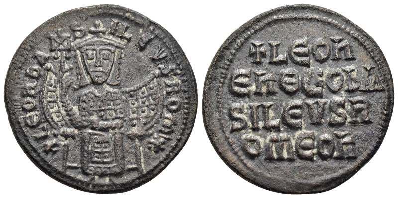LEO VI the WISE (886-912). Follis. Constantinople.

Obv: + LEON bASILEVS ROM'✷.
...