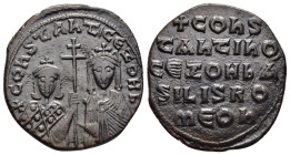 CONSTANTINE VII PORPHYROGENITUS with ZOE (913-959). Follis. Constantinople.

Obv: + COҺSTAҺT CЄ ZOH Ь.
Crowned facing busts of Constantine and Zoe, ho...