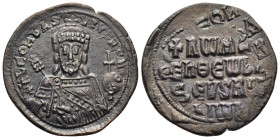 CONSTANTINE VII PORPHYROGENITUS with ROMANUS I (913-959). Follis. Constantinople.

Obv: + RωMAҺ ЬASILЄVS RωM.
Crowned facing bust of Romanus, holding ...