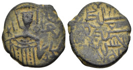 ISLAMIC. Seljuk of Rum(?). Ae Fals (ca. 6th century AH// 12th century AD). Facing byzantine-style bust.

Weight: 3,79 g.
Diameter: 19 mm.
