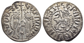 CILICIAN ARMENIA. Hetoum I and Zabel (1226-1270). Tram.

Obv: Zabel and Hetoum standing facing, holding long cross; star on shaft.
Rev: Crowned lion m...